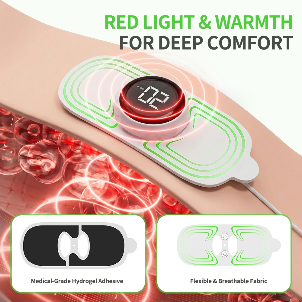 USB Recharge Pulse Body Massager Red Light Dual Electronic Pulse Full Body Relaxation 8 Modes 30 Intensity Magnetic Patch Massager Stimulator Pain Relief