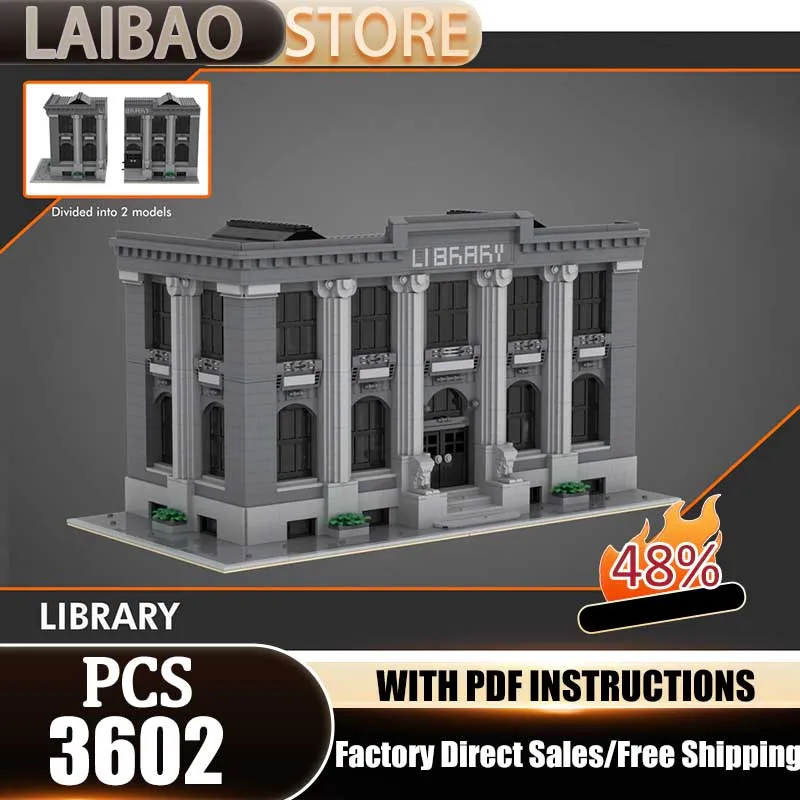 

Модульная модель городской библиотеки из строительных блоков MOC, технологичный конструктор, набор для самостоятельной сборки, праздничный подарок, игрушки-конструкторы