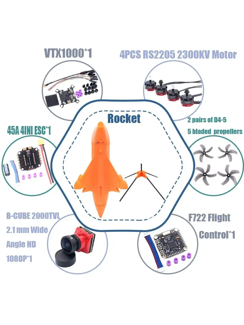 B-CUBE fusée 5 pouces FPV Drone cadre Kit Fiber de carbone course Drone quadrirotor Freestyle INAV Beatflight F722 Ardupilot PX4 vol