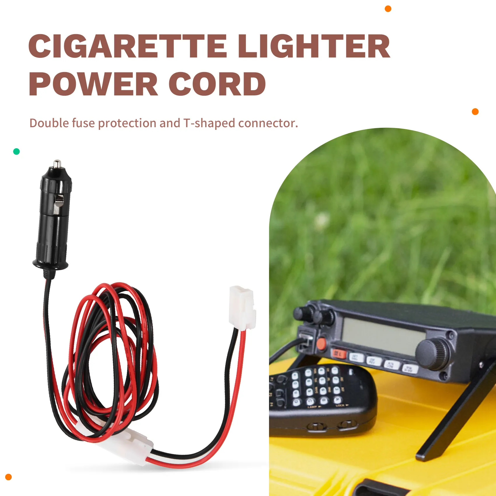 B27B T Shape Power Cable Cord For YAESU FT-7900/7800/8800/8900/1907 For Mobile Radio For Cigarette Lighter New