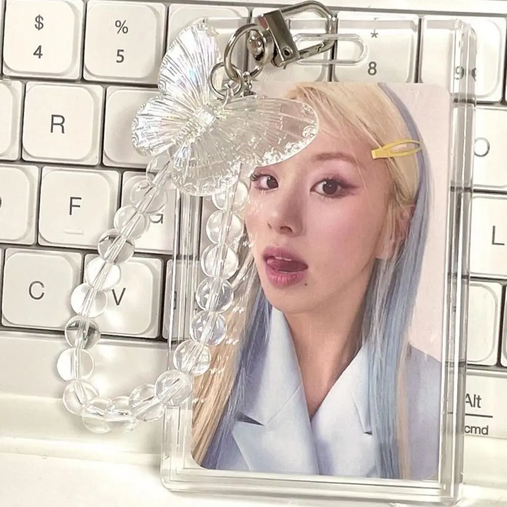 Cover Women Key Chain Love Resin Bead Key Ring Ornaments Children Gift Idol Photos Card Cover Kpop Photocard Holder Card Holder