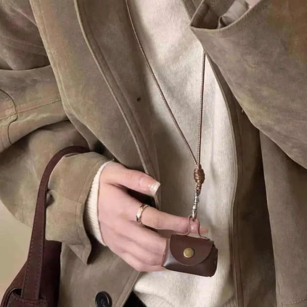 

New Leather Hanging Neck Coin Purse Gifts Pendant Long Sweater Chain Headphone Bag Women