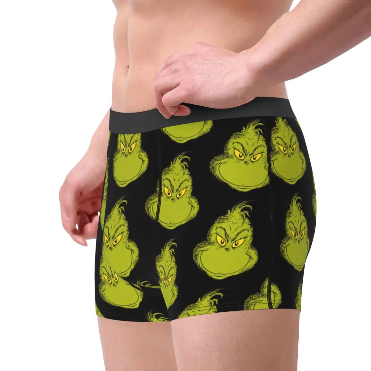 الفكاهة الملاكم عيد الميلاد-S-الأخضر-S-مخبط السراويل سراويل الرجال الملابس الداخلية منتصف الخصر السروال للذكور حجم كبير #2