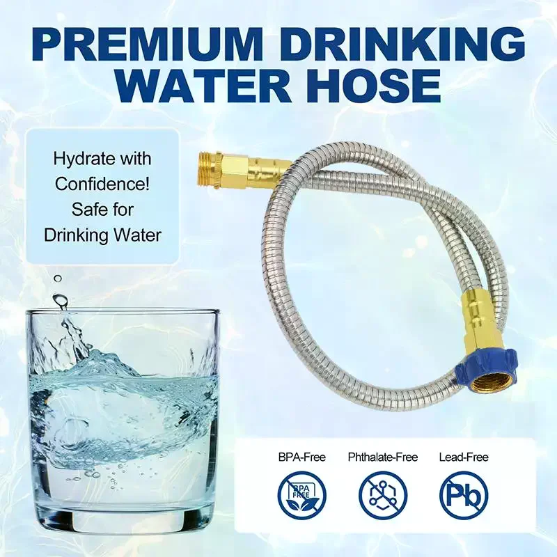 RV Water Hose, Premium Drinking Water Hose - Lead-Free, Anti-Kink, Leak-Proof, 3/8