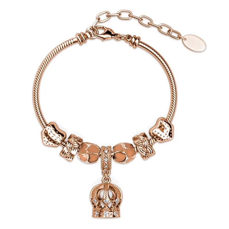 

Daisini Beads Charm Bracelets Embellished with Swarovski Crystals Geometric Oil Dripping Snake Chain Fashion Brass Jewelry