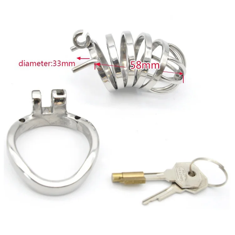 Male Stainless Steel Cock Cage Penis Ring Chastity Device Catheter with Stealth New Lock Adult  Belt Sex Toy