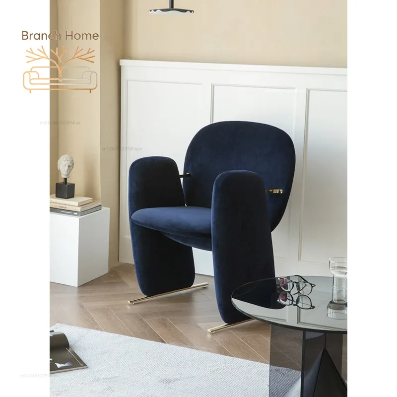 Squeaky Stone Fun Chair Italian Light Luxury Fleece Fabric Sofa Chair Single Leisure Chair Reception Negotiation Backrest Armres