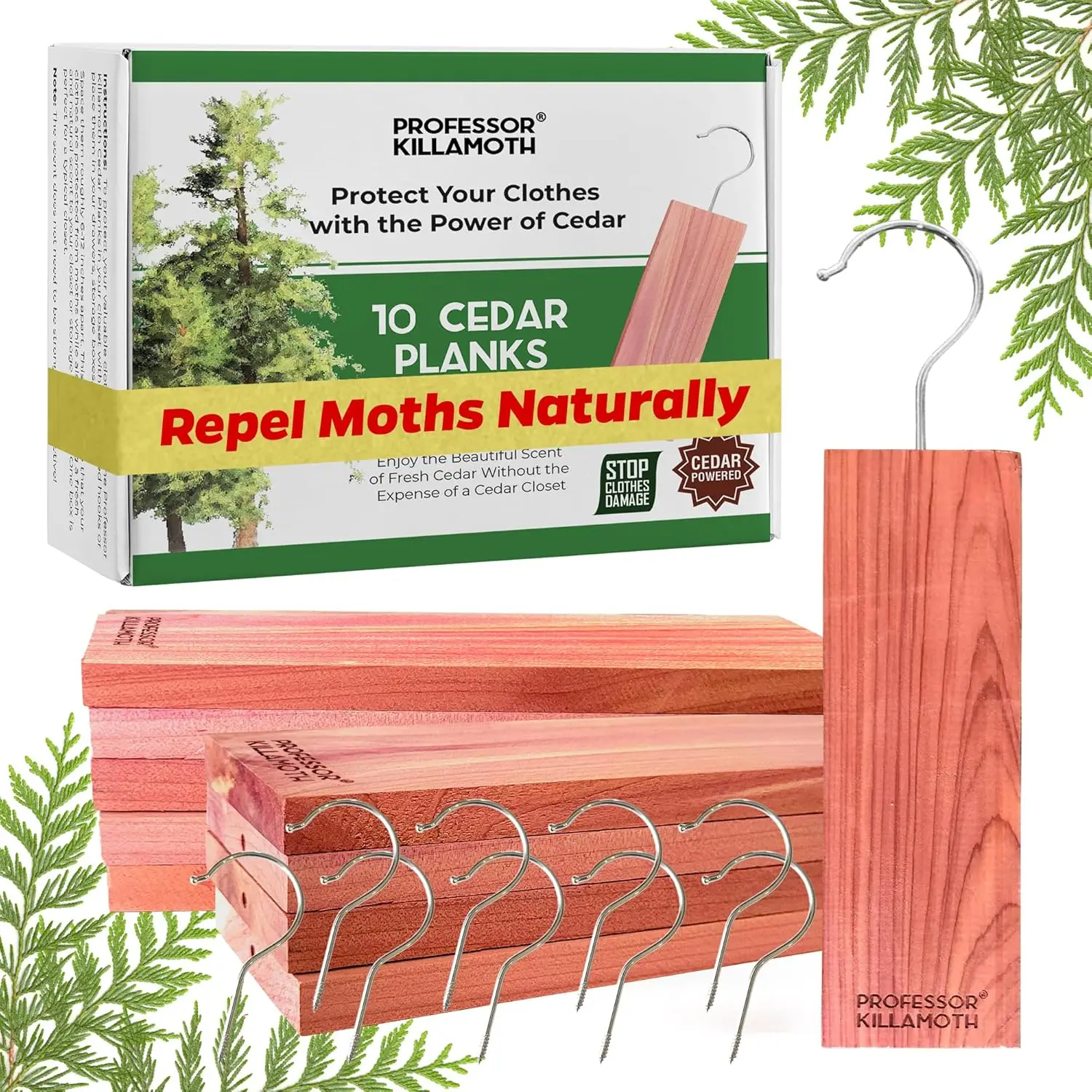 

Cedar Blocks for Clothes Storage – Fresh Scent, Protects Garments – 10 Planks with Hangers