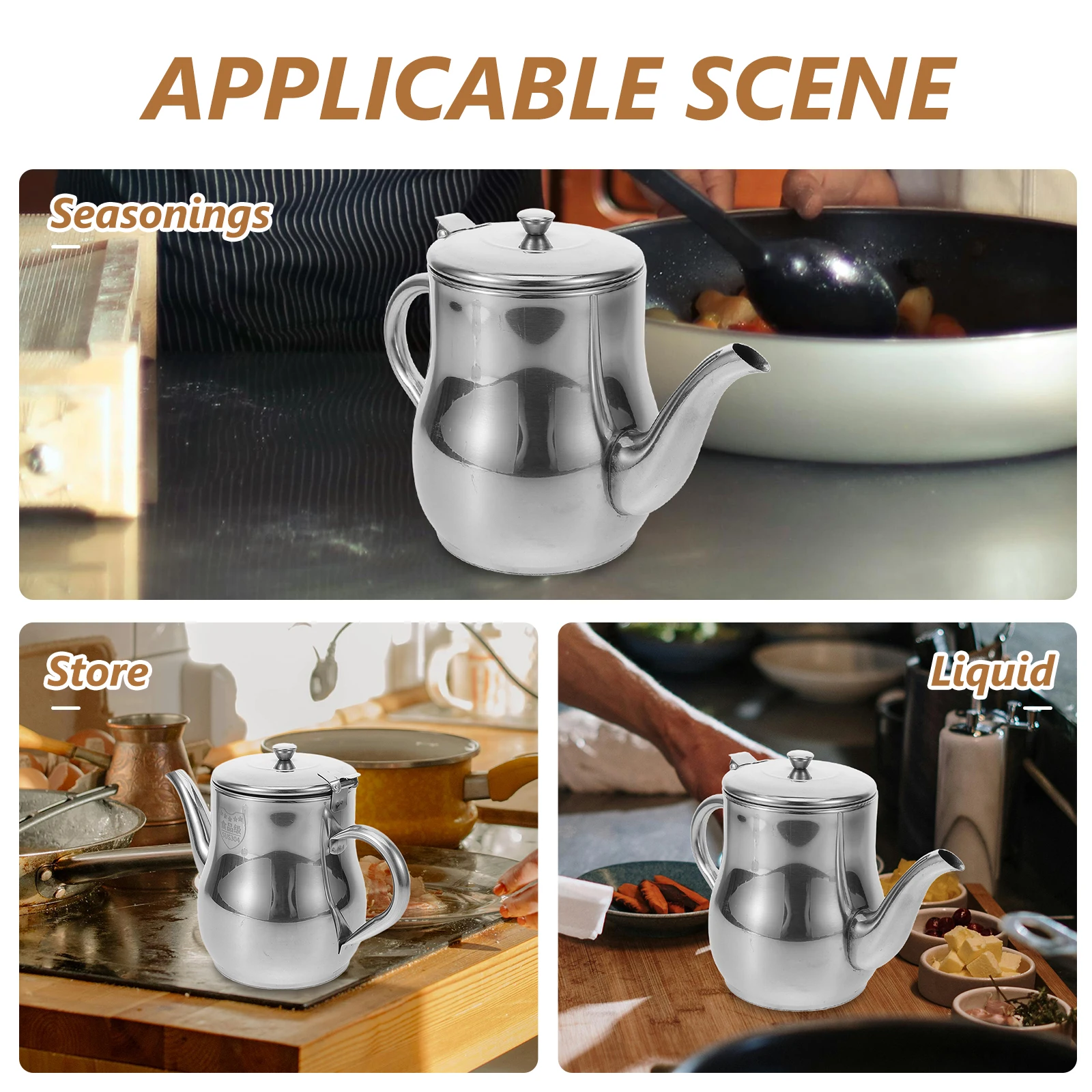 

Stainless Steel Vinegar Containerkitchen Storage Dispenser Heat Resistant Household Grease Pot With Comfortable Handle