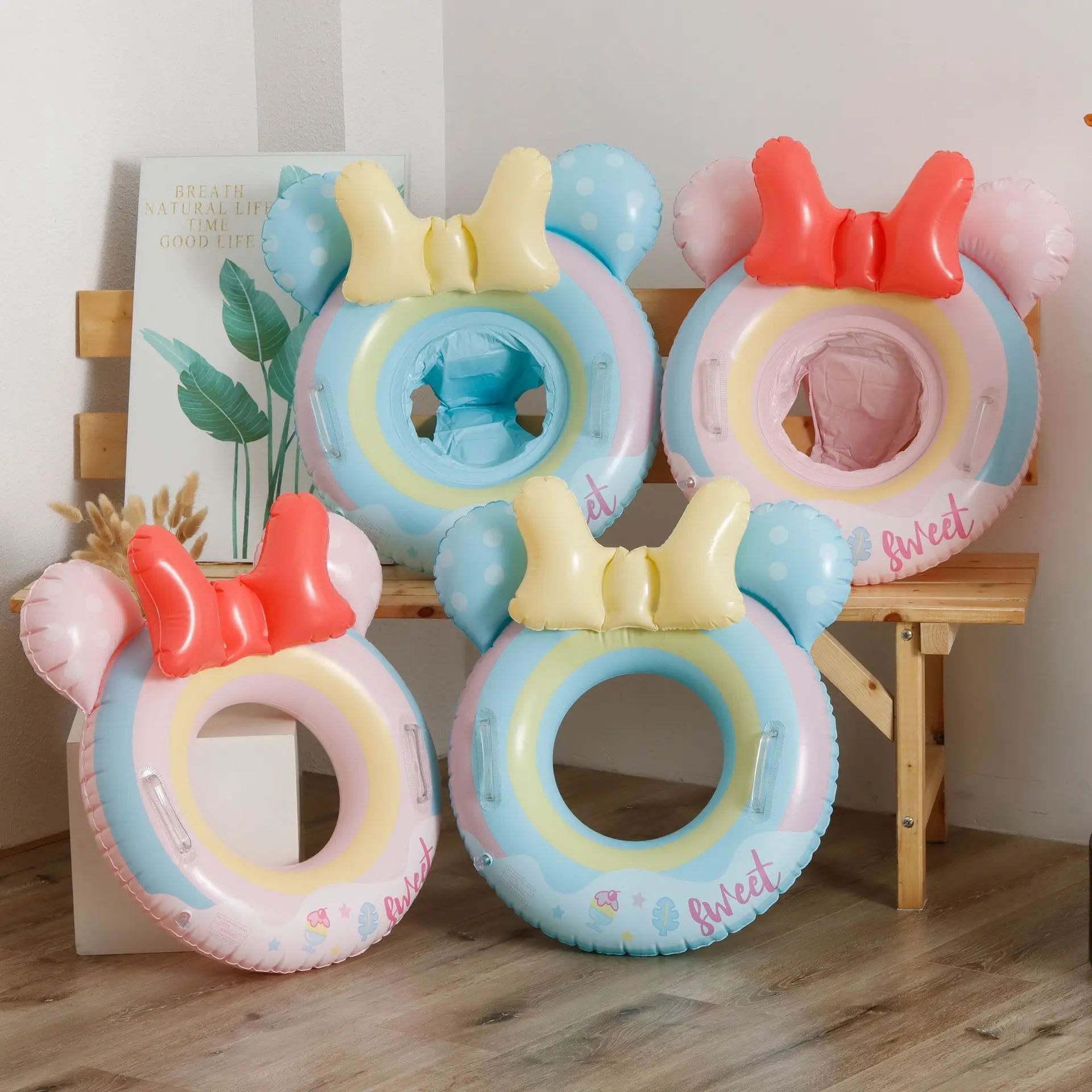 Cute Pool Floats for Kids Baby Swimming Float Inflatable Bowknot Girl Swim Ring Pool Toys Swimming Seat for Children