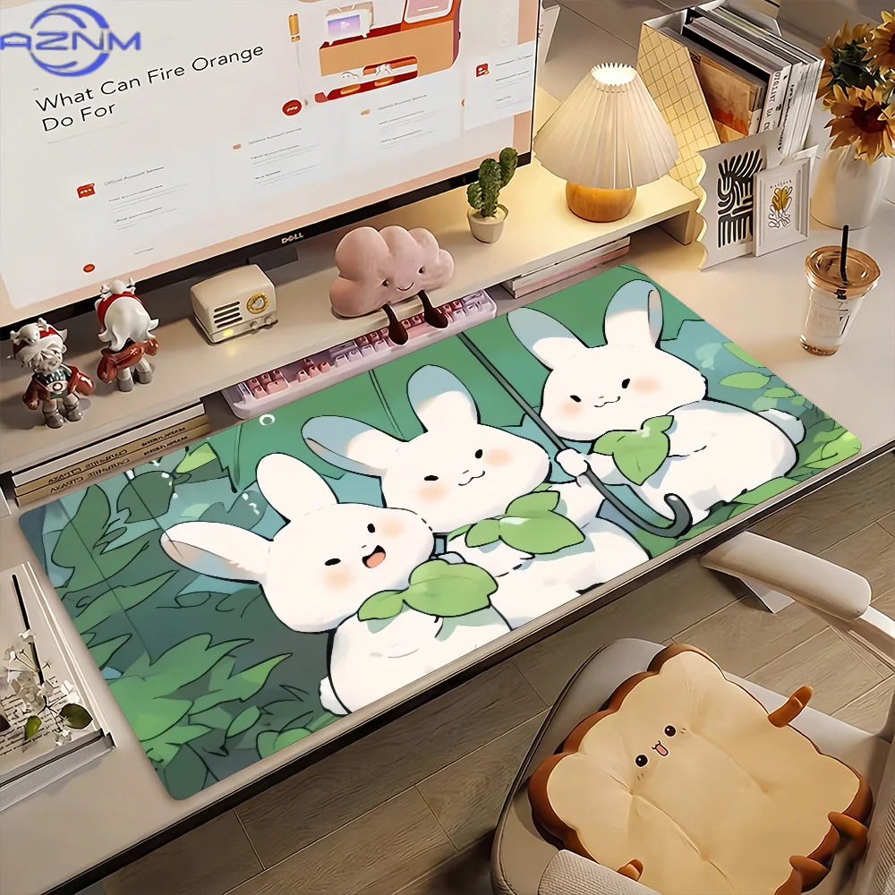 Lovely Bunny Rabbit Kawaii Mouse Pad Non-slip Rubber Gamer Balance Computer Mat Decoracion Deskmat Laptop Office Large