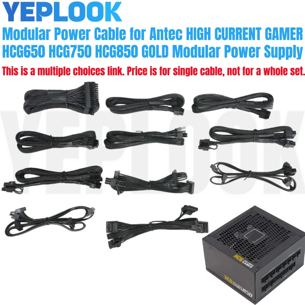 

Для Antec HIGH CURRENT GAMER HCG650 HCG750 HCG850 Gold Power, модульный кабель питания PCIe 8Pin, CPU 4+4Pin, SATA, Molex 4Pin, 24Pin