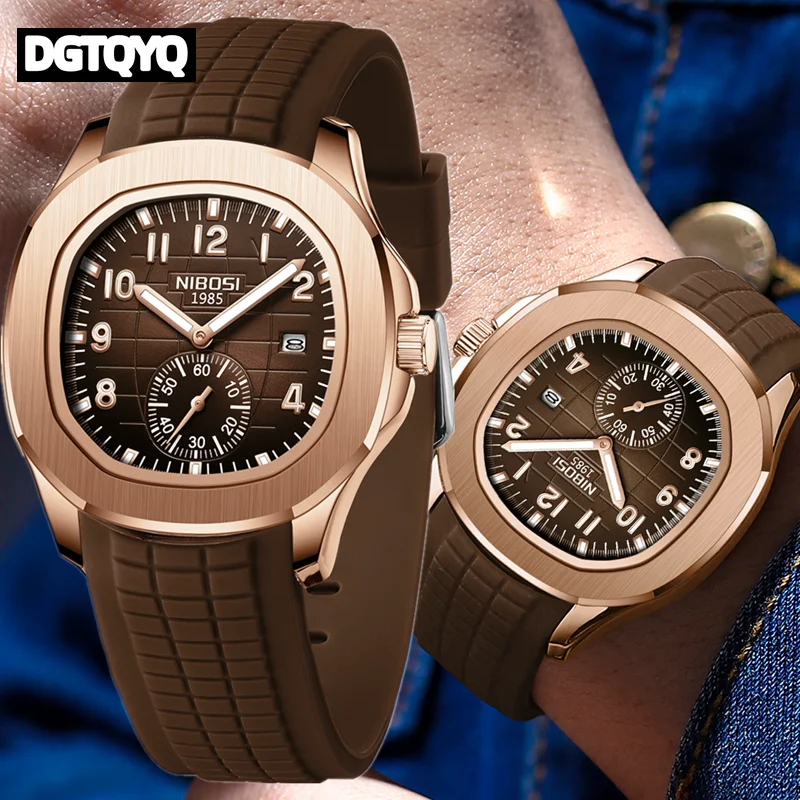 

Luxury Men‘s Watches Business Waterproof Male Clock Luminous Silicone Band Date Square Quartz Man Watches reloj hombre