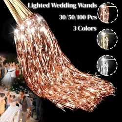 30/50/100Pcs Lighted Wedding Wands LED Tinsel Wedding Wands Light up Wedding Streamers for Wedding Send off Exits Party Favors