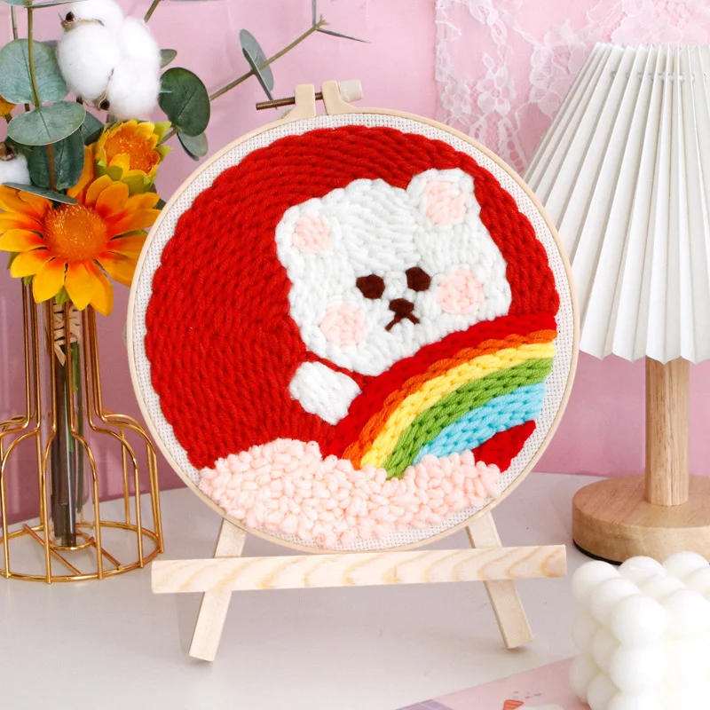 

Russian Punch Needle Embroidery Yarn Time-Killing Handcraft DIY Kit for Beginners TikTok for Gift