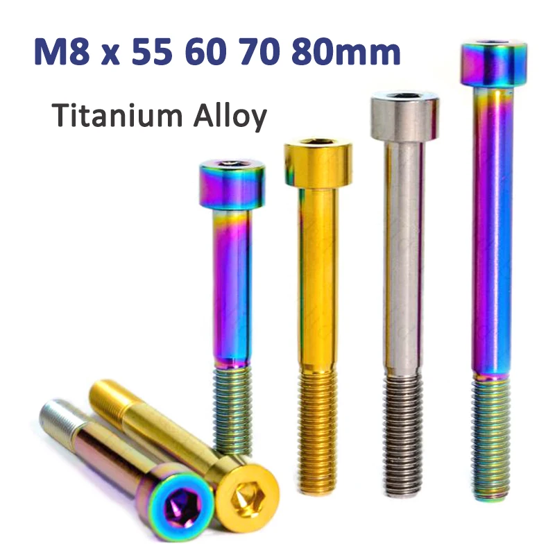 1pcs Titanium Bolt M8 X 55 60 70 80mm Hex Hexagon Socket Cup Head Screw Cylindrical Refitted Screw for Motorcycle Cycling Bike