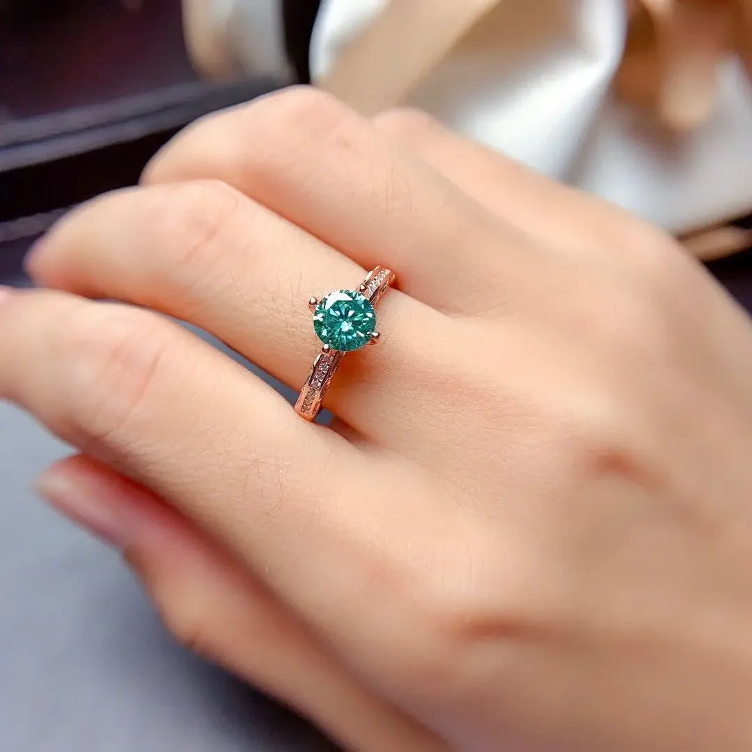 100% S925 Silver Sterling 1 Carat Emerald Ring Box Women Anillos De Silver 925 Jewelry Wedding Bands Emerald Bizuteria Anel Girl