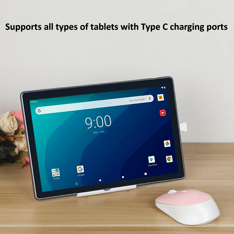 ماوس HKXA Type C اللاسلكي القابل لإعادة الشحن، ماوس مريح بنقرة صامتة 3 ديسيبل متوحد الخواص قابل للتعديل مع محول USB لأجهزة الكمبيوتر المحمول وأجهزة Macbook #3