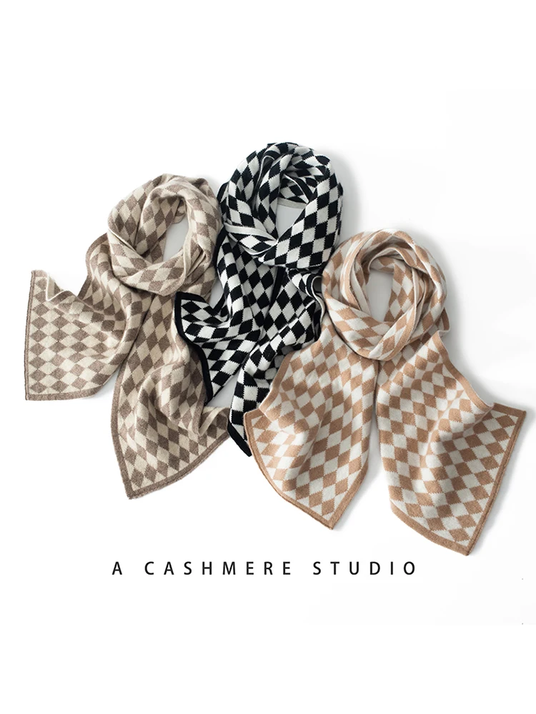 High Quality Cshmere Scarf Women and Men Winter New Fashion Cashmere Knitting Argyle Warm Soft Long Scarves Unisex 160*22