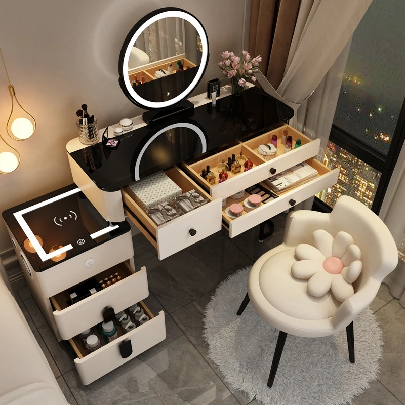 

Black Cosmetics Dressing Table Bedroom Makeup Drawers White Modern Dressing Table Bedroom Chair Vestidores Trendy Furniture