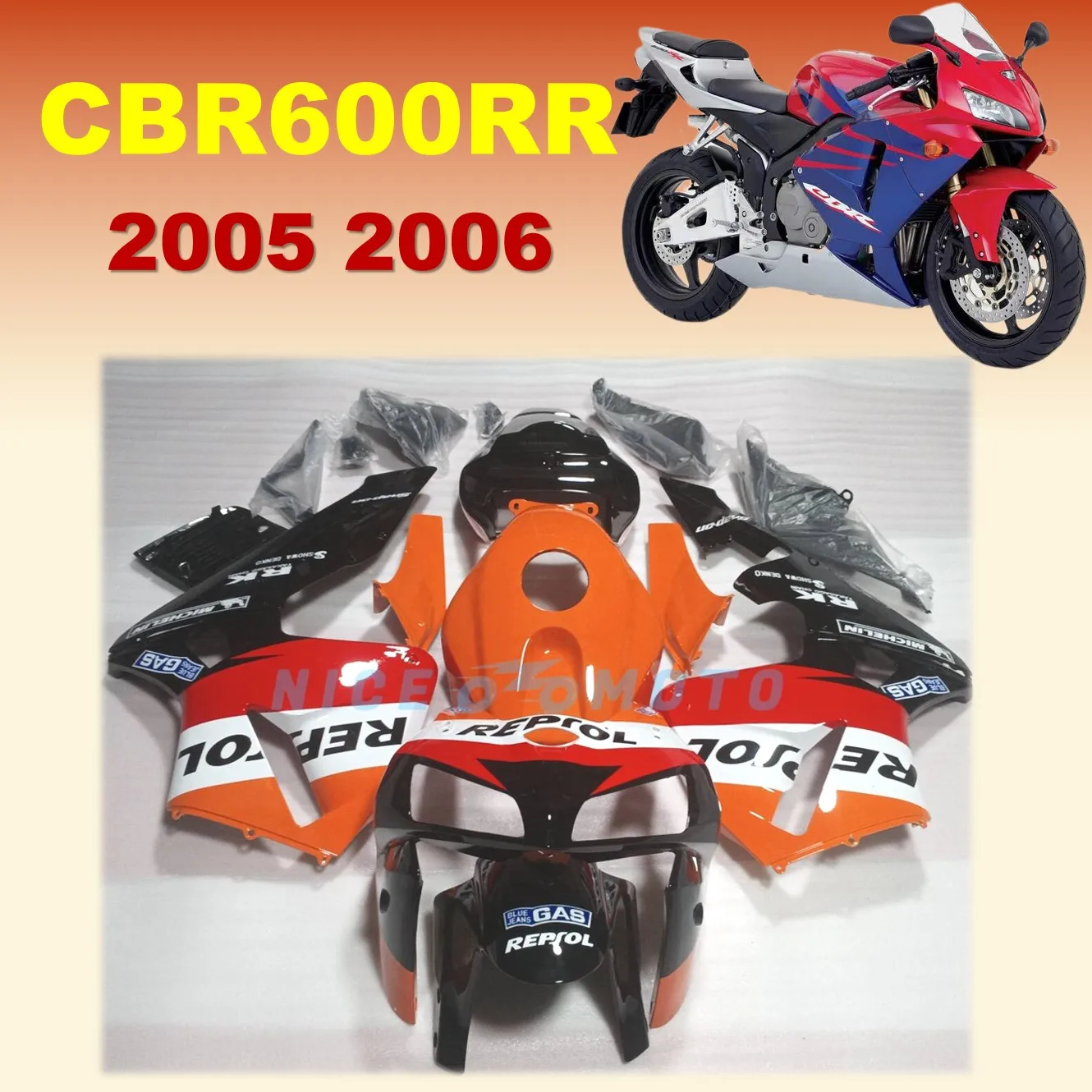 HONDA Repsol CBR600RR 2005 2006 CBR 600RR  For Motorcycle Fairing Kit Orange Bodywork set