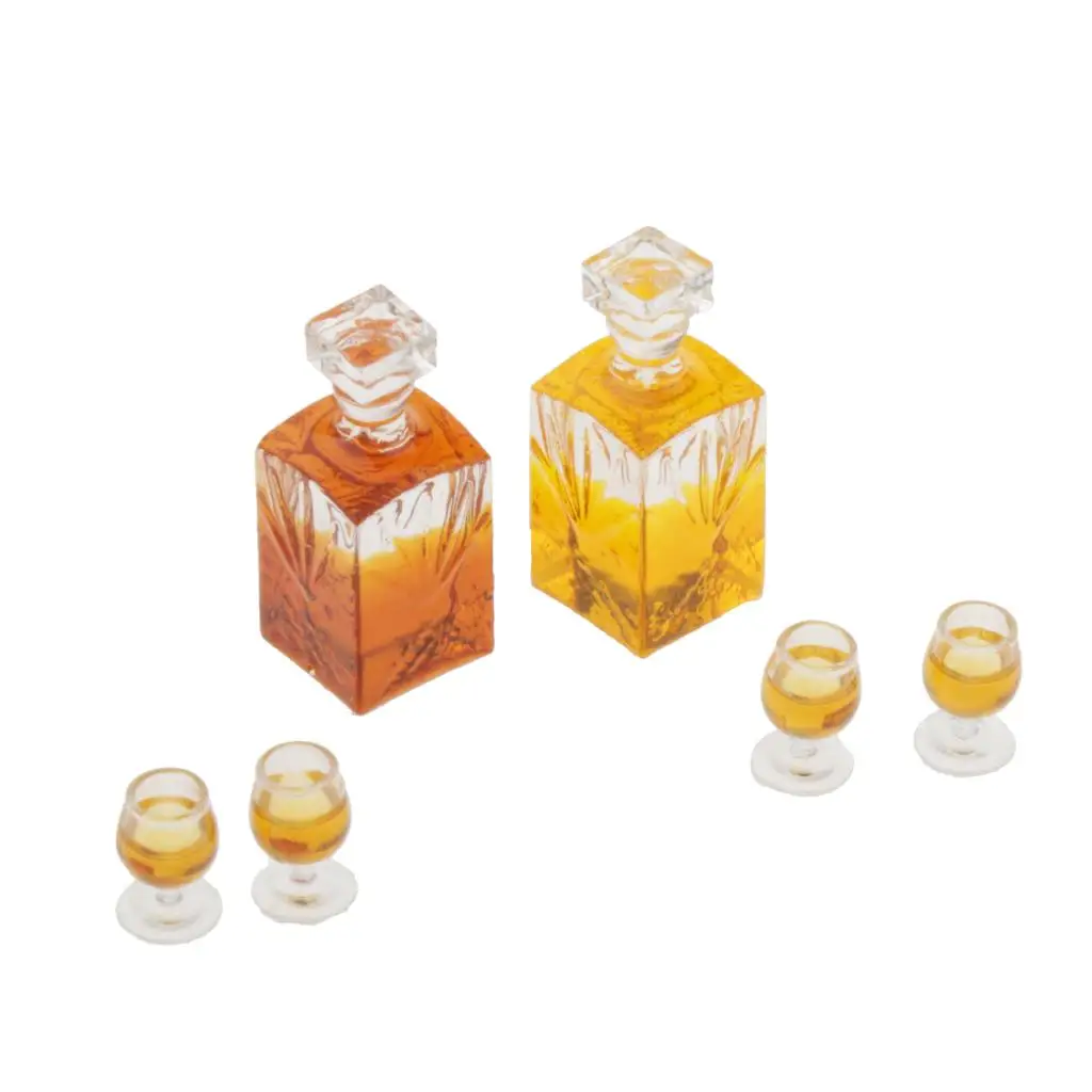 Dollhouse Mini Bottles and Cups 1 12 Scale Small Plastic Tableware for Miniature Dollhouse Kitchen Decoration