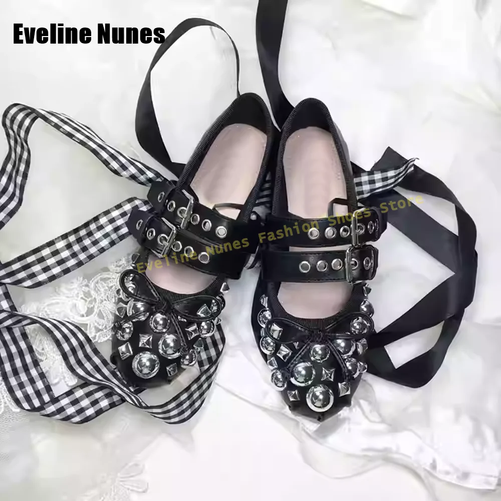 

Черные балетки с пряжкой на ремне и бантом, круглый носок, плоский ремешок на щиколотке, женские милые модельные туфли-лодочки, новинка осени 2023 г.