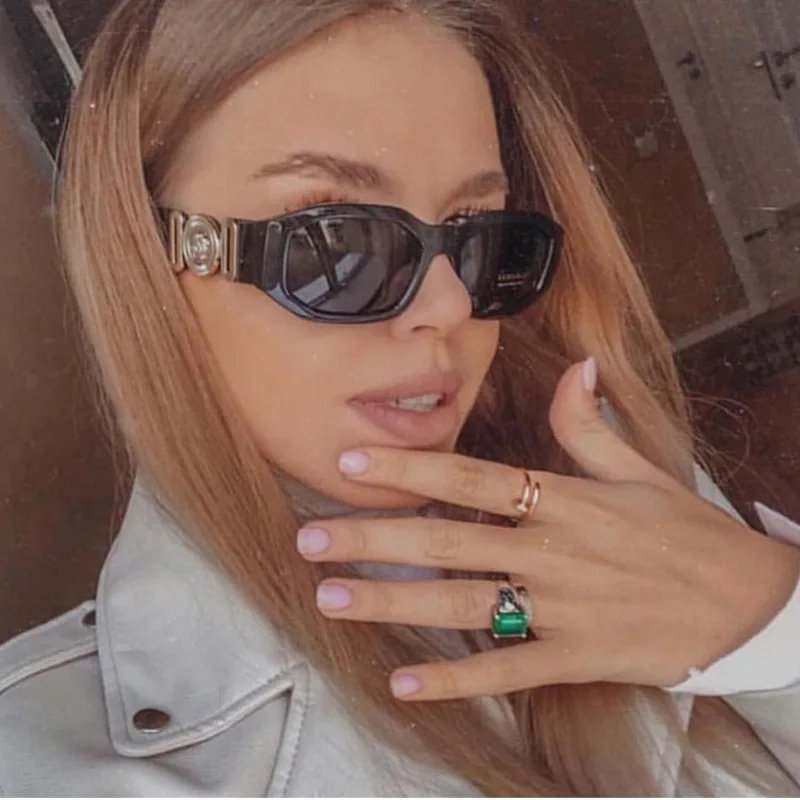 Kleine Polygon Quadratische Schwarze Sonnenbrille für Frauen Mode Marke Gradient Ins Heiße Sonnenbrille Männer Hip Hop Brillen UV400 – Detail 3