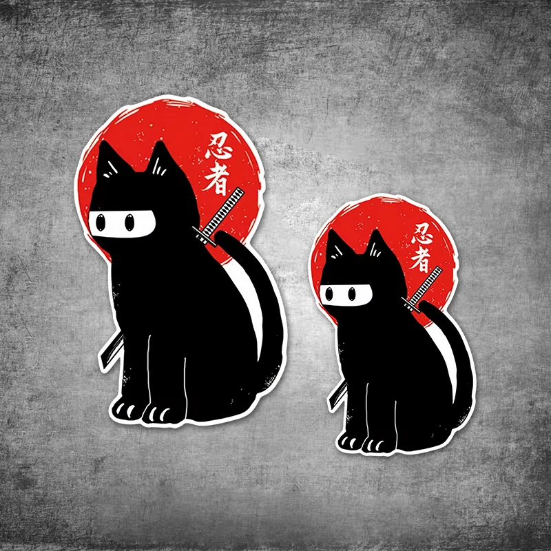 1PC Ninja Cat Funny Motorcycle Stickers Waterproof DIY Motorbike Fuel Tank Fairing Body Vinyl Decals Scooter Accessories Decor