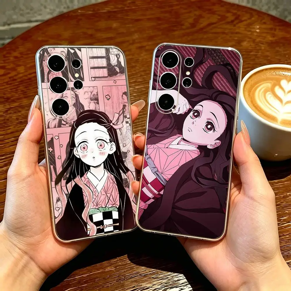 Nezuko Kamado D-Demon Slayer  Phone Case Transparent Silicone Soft For Samsung S25,S24,S21,S22,S23,S30,Ultra,S20,Plus,Fe
