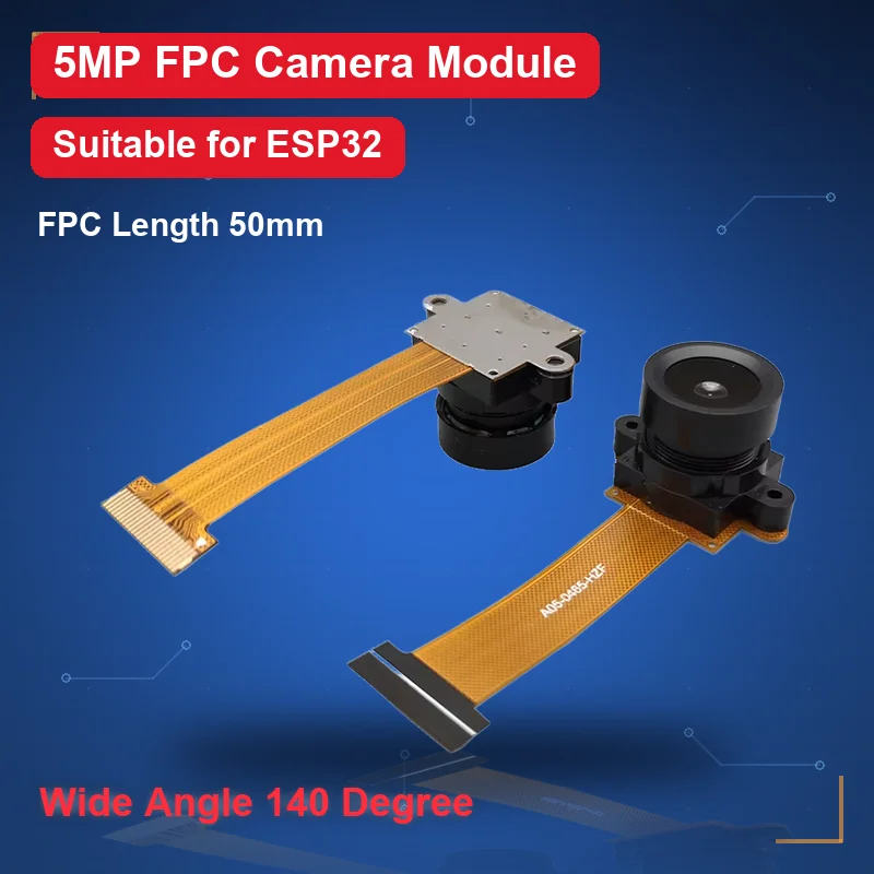 OV5640 5MP Camera Module MIPI DVP 2K Wide Angle 140 Degrees 50mm FPC Flex Cable for ESP32 Pi Pico Camera Board