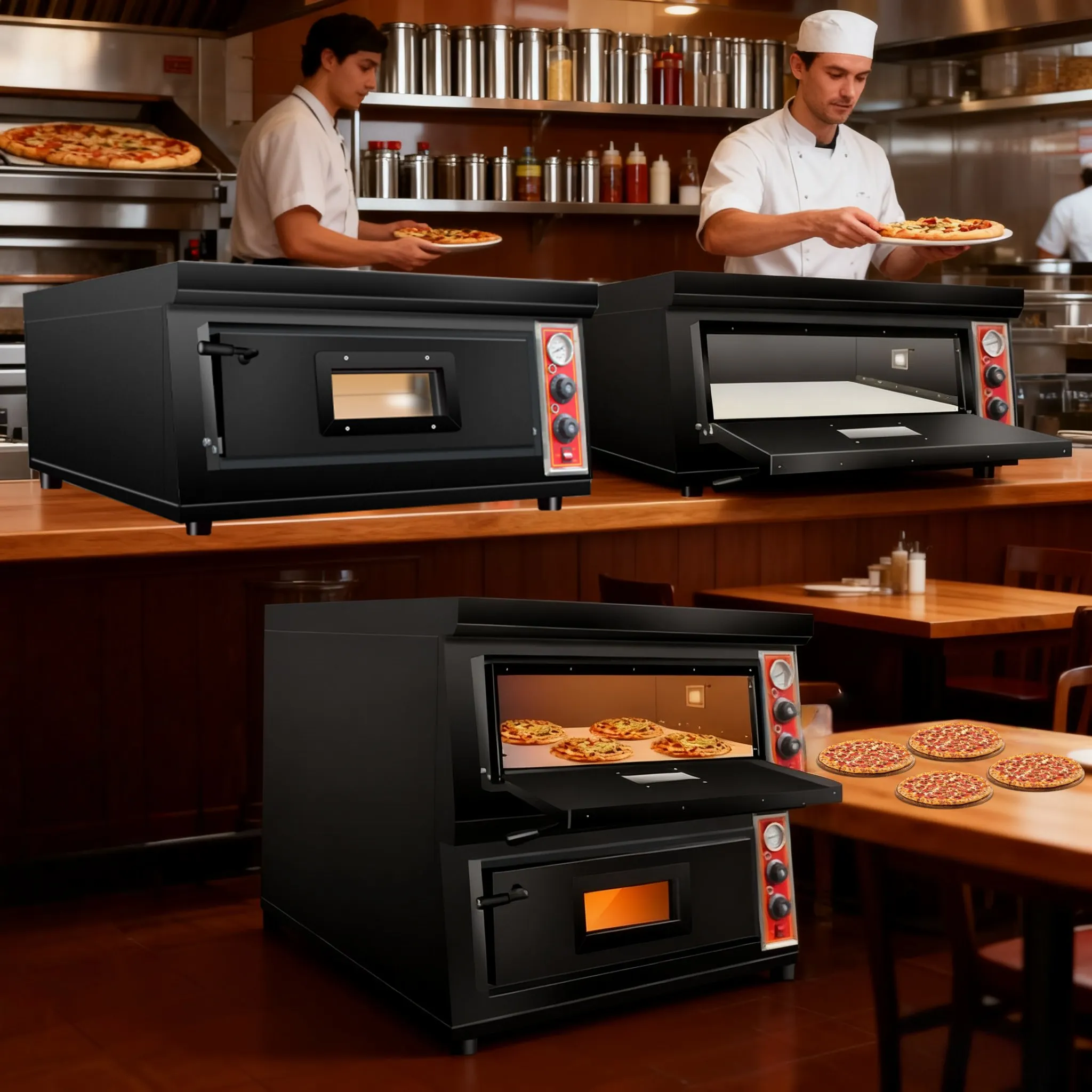 Forno De Tabletop Restaurant Making Table Top Electric 400 Degrees Deg 450 c Italian 2 Double lpg  Deck Pizza Oven with Stone