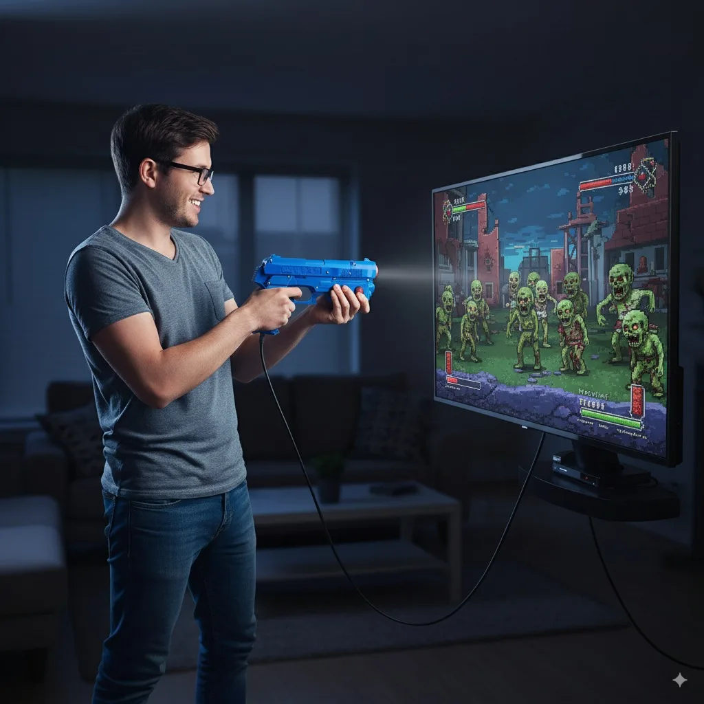 USB PC Light Gun with Infrared Tracking System – Compatible with PS2, PS3, Wii, Arcade Emulators – Electromagnetic Recoil