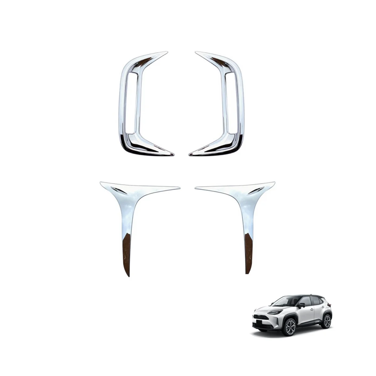 Front Lamp Fog Frame+Rear Lamp Fog Frame Kit for Toyota Yaris Cross 2020 2021