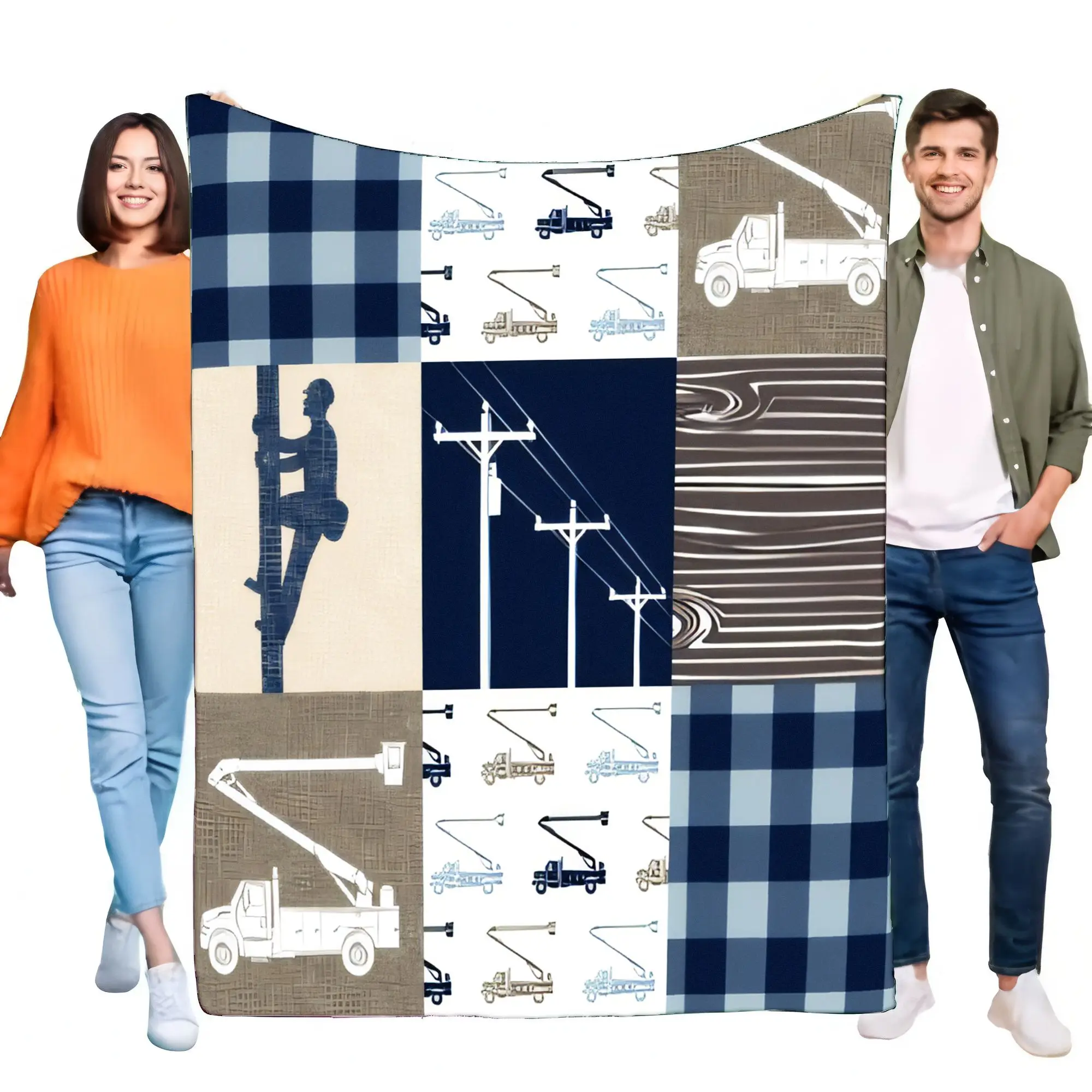 Electrical Worker Pattern Blanket Soft Cozy Bed Sofa Throw, Perfect for Home Decor and Gifts, Lightweight and Warm, Ideal for Bi