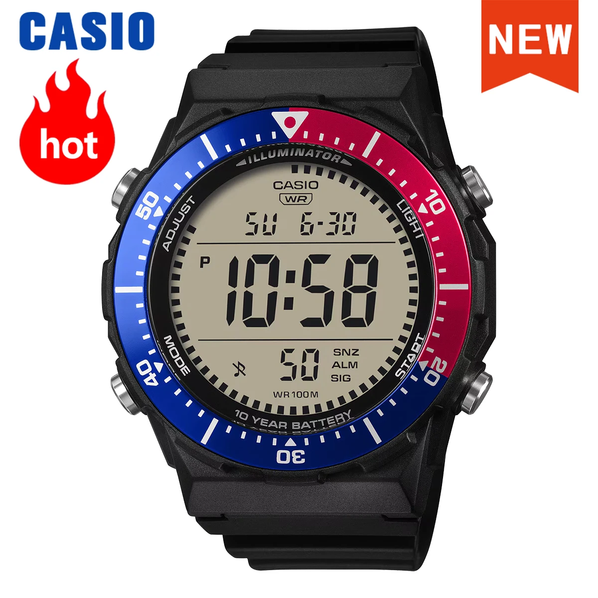 Casio Men's Digital Watch 100M Waterproof Rectangle