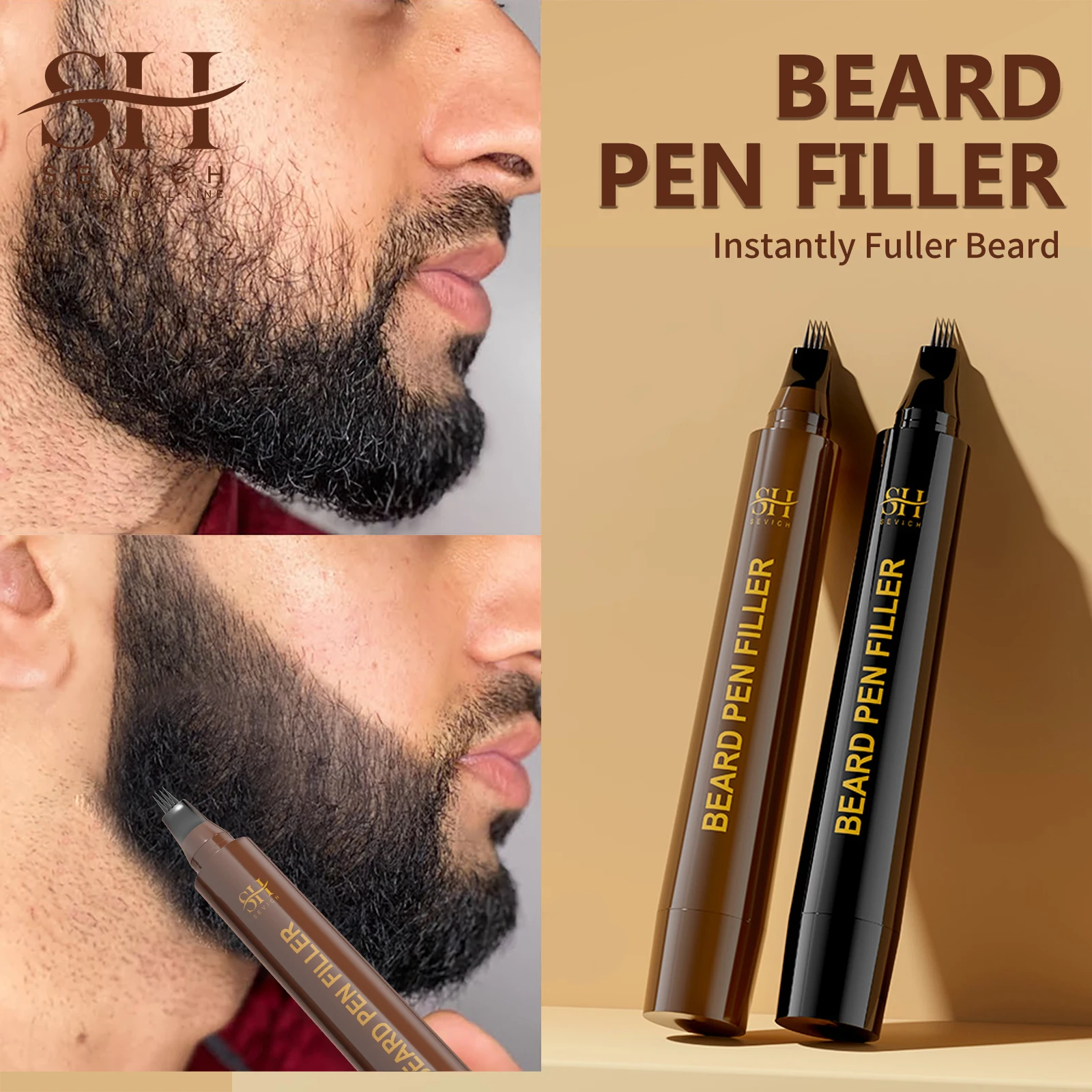 Beard Pen Filler Men Waterproof Moustache Coloring Pen Beard Coloring Filling Enhancer Black Fiber Hair Beard Stuffing Pen Tool