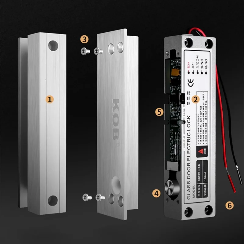 KOB Frameless Electric Plug-in Lock with Frame, Glass Door, Iron Door, Electric Control Lock, Electronic Lock, Prohibited Lock