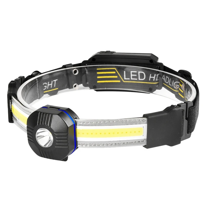 โคมไฟหลอดไฟหน้า LED XPG + COB, โคมไฟหลอดไฟหน้า USB แบบชาร์จไฟได้สำหรับตกปลาวิ่งและตั้งแคมป์