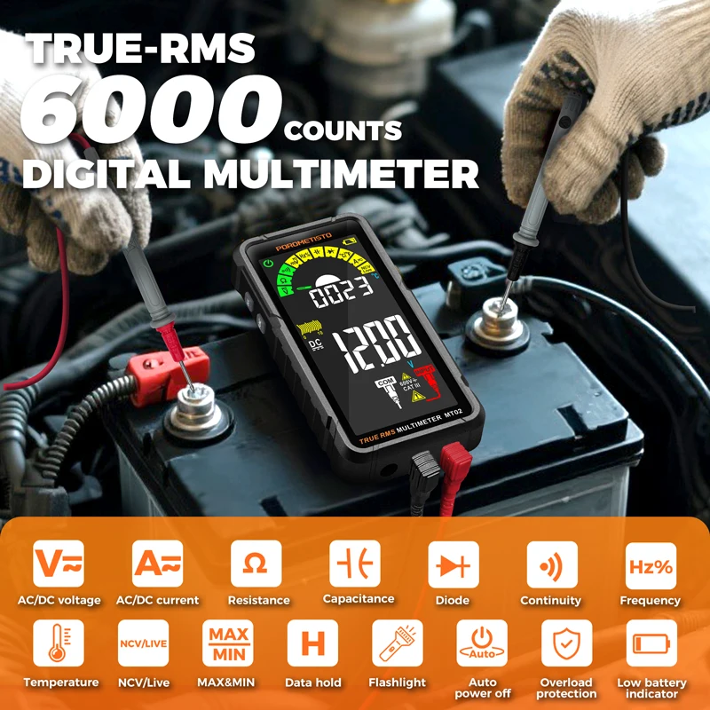 MT02 كامل اللون شاشة المتعدد المهنية 600 فولت التيار المتناوب/تيار مستمر الجهد الحالي متر ديود صحيح RMS مكثف درجة الحرارة المقاومة هرتز اختبار
