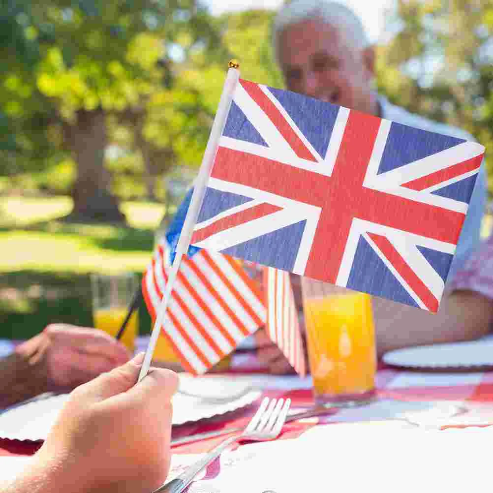 10 Pcs Great Britain Waving Flag Flags on Sticks Sporting Event National Handheld Small