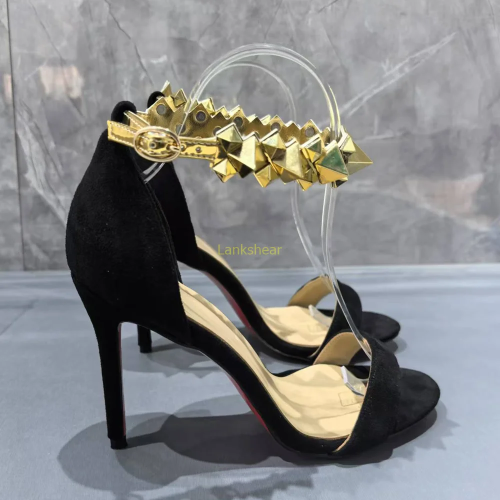 

One Word Belt Cover Heel Sandals Sexy Pointed Toe Thin Heel Customized Accept New Arrivals Fashion Women Modern Shoes