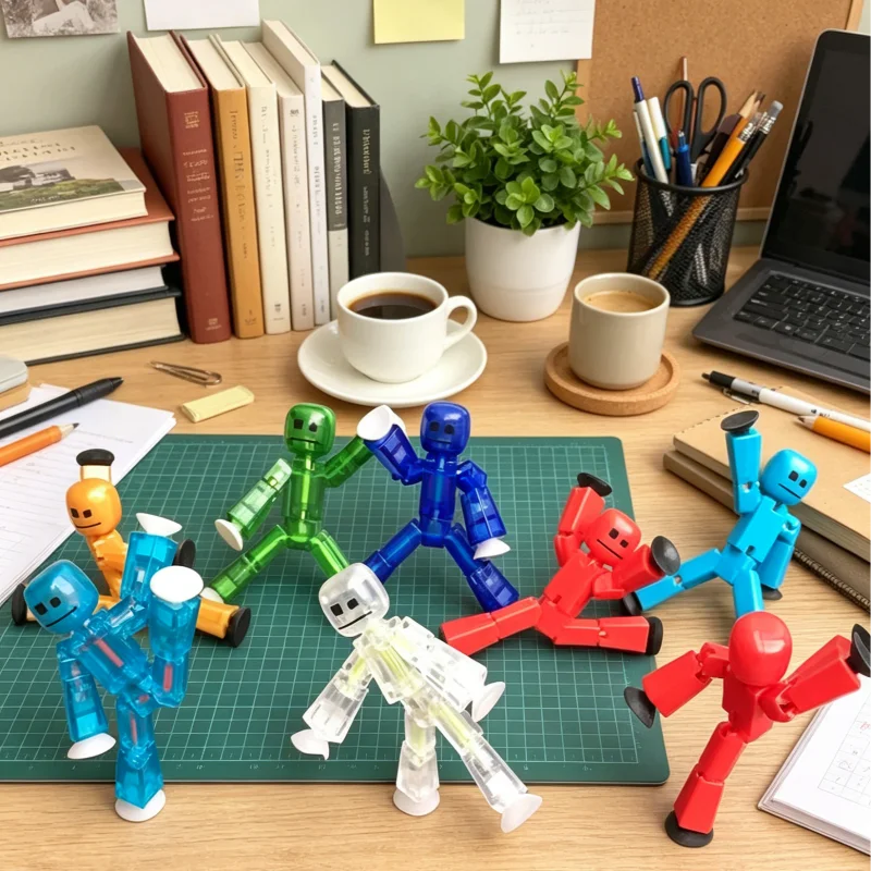 Random Color Suction Cup Diy Deformation Robot Pose Photography Props Accessories Active Joint Movements Puppet Ornaments