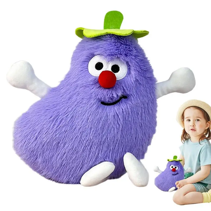 Eggplant Plush Toy Vegetables Egg Plant Food Plush With Red Nose Creative Huggable Collectible Fruit Plush Toy For Cuddling