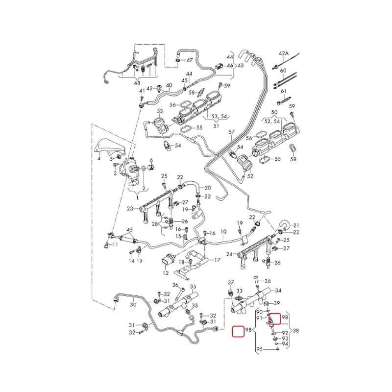 Kit de vedação do injetor x6 06E 998907 F 06L 998907   Para VW Phideon Audi A4 S4 A5 S5 A6 S6 Q7 A8 S8 06E 998 907 F