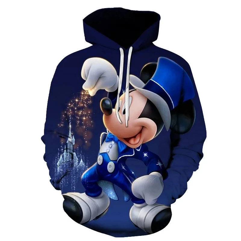 Disney-Moletons masculinos e femininos Minnie Mickey Mouse, streetwear casual de hip-hop, moletons de mangas compridas, tops men