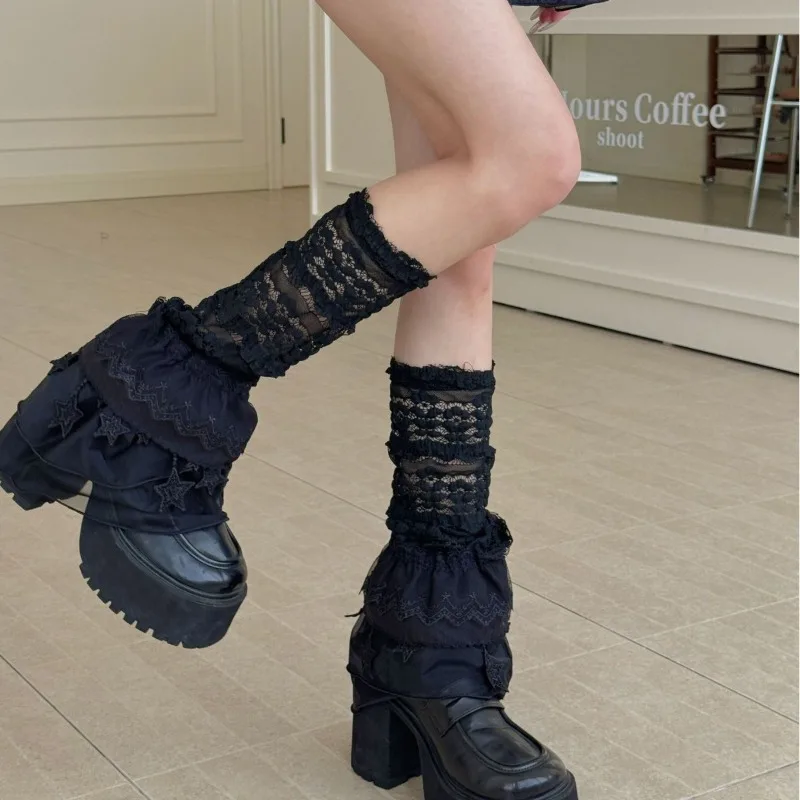 

Lace Wide Leg Warmers Lolita Y2K Lace Socks Women Designer Costume Leg Covers Summer Ruffles Stockings Harajuk Streetwear