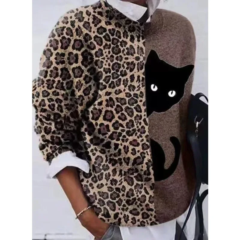 Autumn Women Fashion Printed Long Sleeved T-shirt Top Vacation Streetwear Spring Casual Female O-neck Daily Bloues Going Outfit