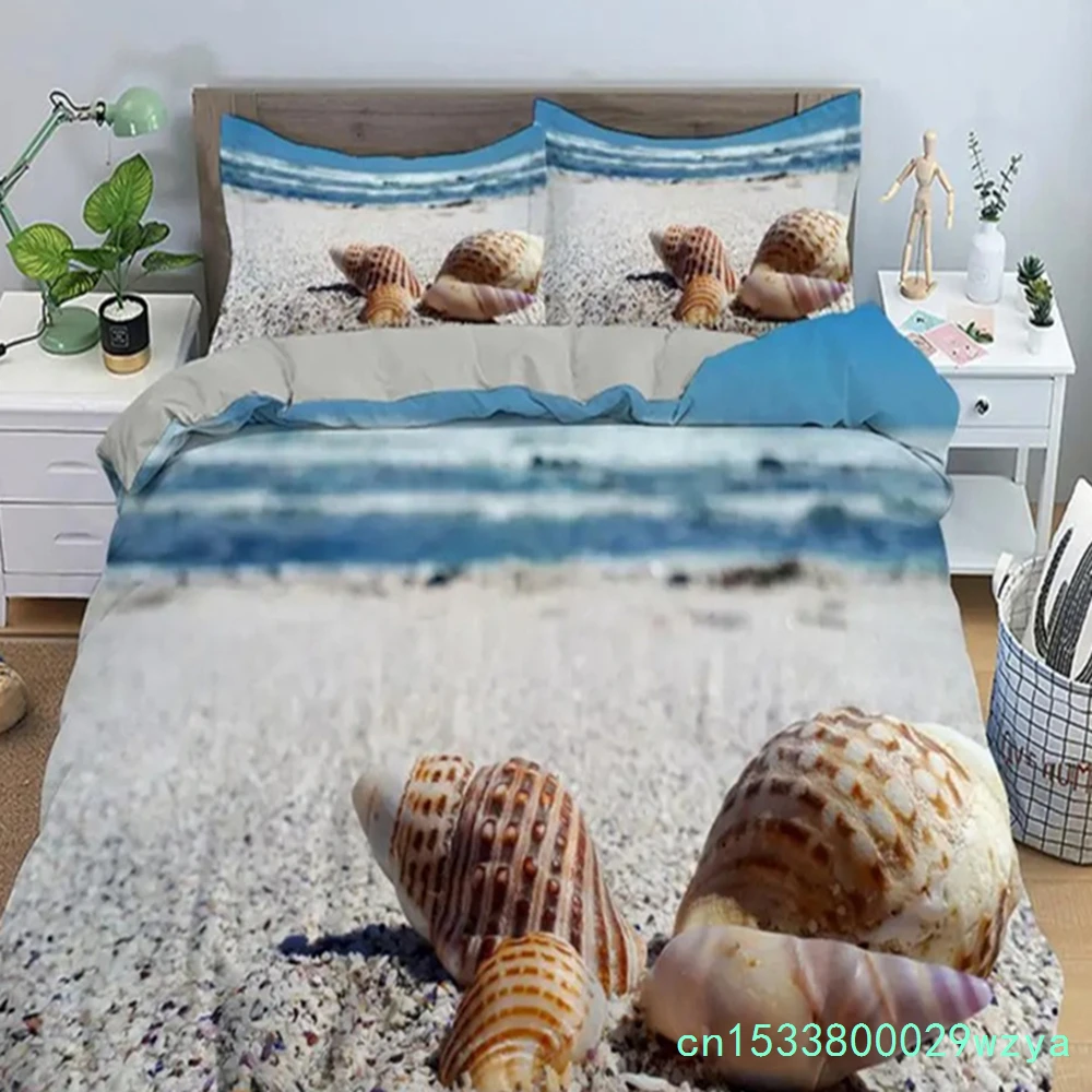 Seaside Beach 3D Duvet Cover Bedding Set Comforter Linen Pillowcases Quilt Cover Home Decor Single Double Twin King Queen