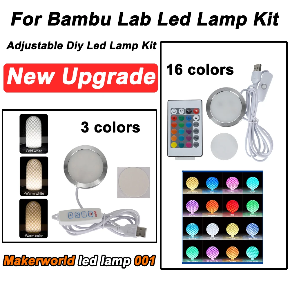 For Bambu Lab Led Lamp Kit Adjustable Light Kit Led Light Parts Hardware DIY Model white /cold/warm light Without Lamp shell 001